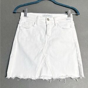 Flying Monkey Frayed Hem White Denim Mini Skirt Size 24